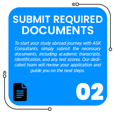 Image of documents of study abroad being uploaded or submitted online, symbolizing the process of sending necessary paperwork applications from ask consultants.